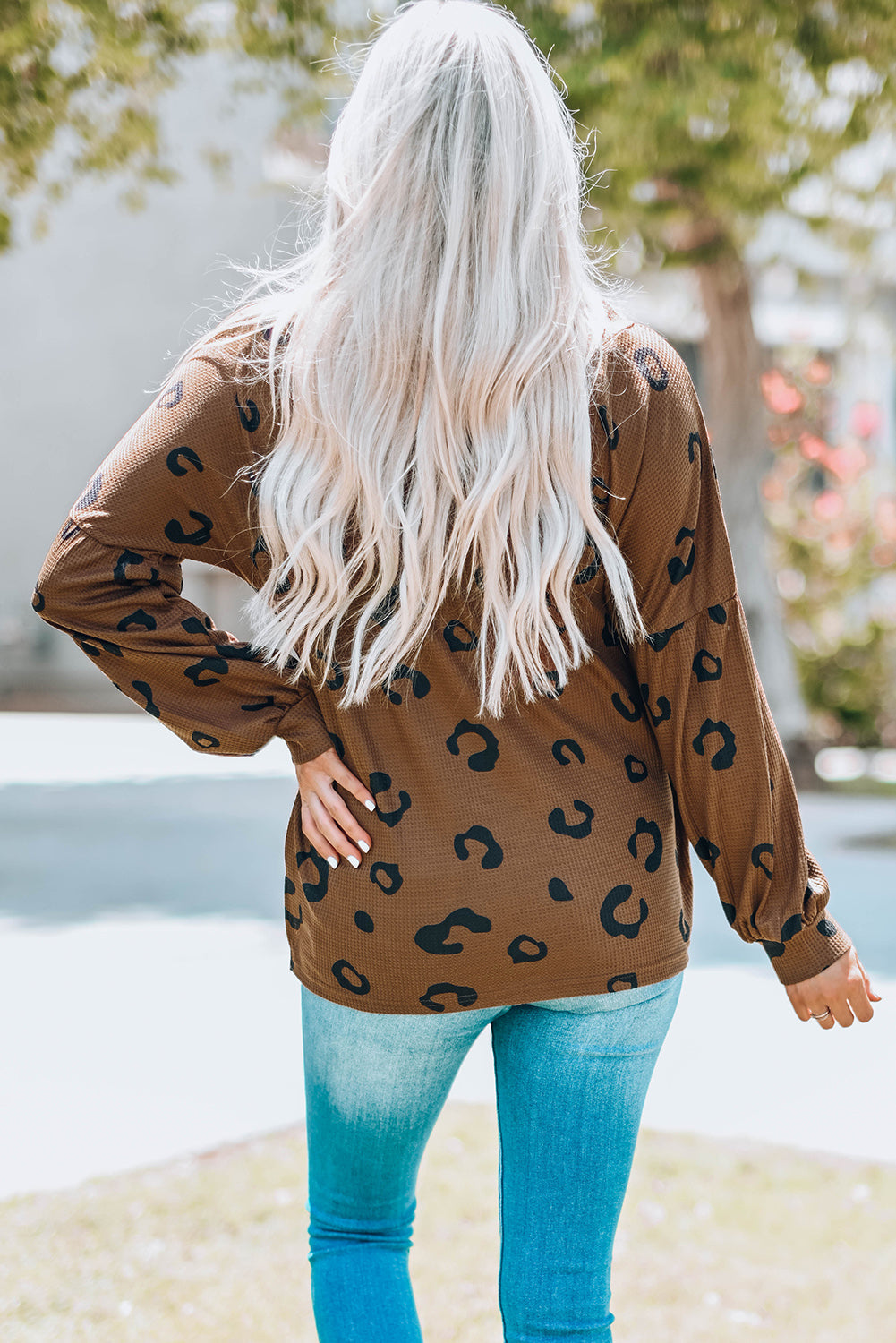 Leopard V-Neck Side Slit High-Low Top Ins Street