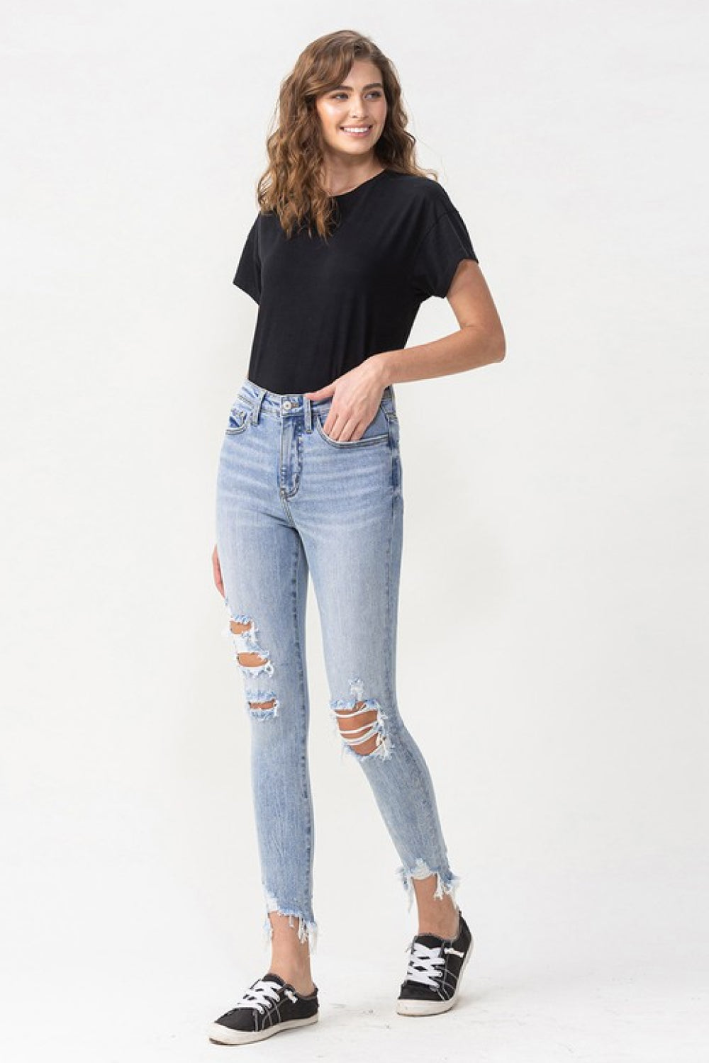 Lovervet Full Size Lauren Distressed High Rise Skinny Jeans Ins Street