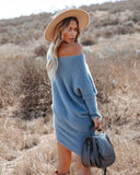 Cecelia Asymmetrical Knit Sweater Dress - Fog Blue - FINAL SALE Ins Street