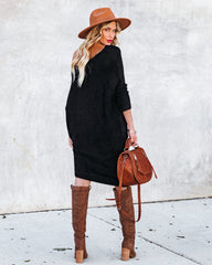 Cecelia Asymmetrical Knit Sweater Dress - Black - FINAL SALE Ins Street