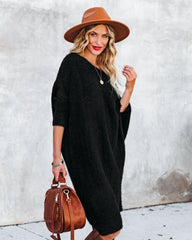 Cecelia Asymmetrical Knit Sweater Dress - Black - FINAL SALE Ins Street