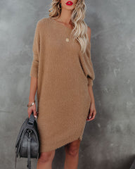 Cecelia Asymmetrical Knit Sweater Dress - Camel - FINAL SALE Ins Street