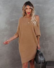 Cecelia Asymmetrical Knit Sweater Dress - Camel - FINAL SALE Ins Street