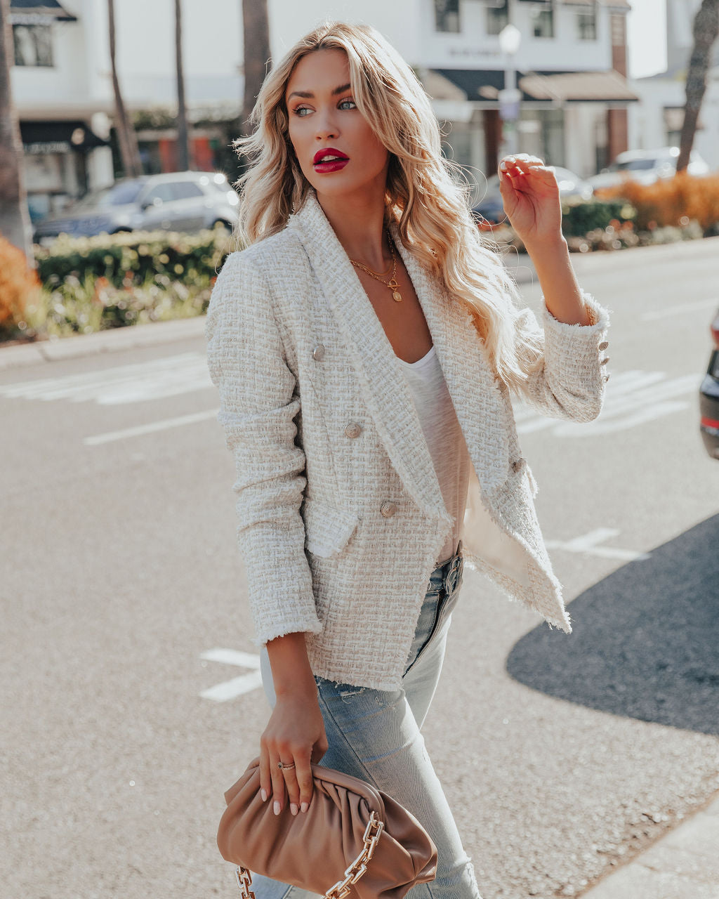 Celena Pocketed Tweed Blazer Ins Street