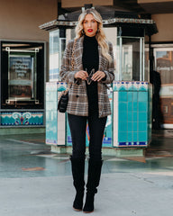 Celina Pocketed Plaid Blazer Ins Street