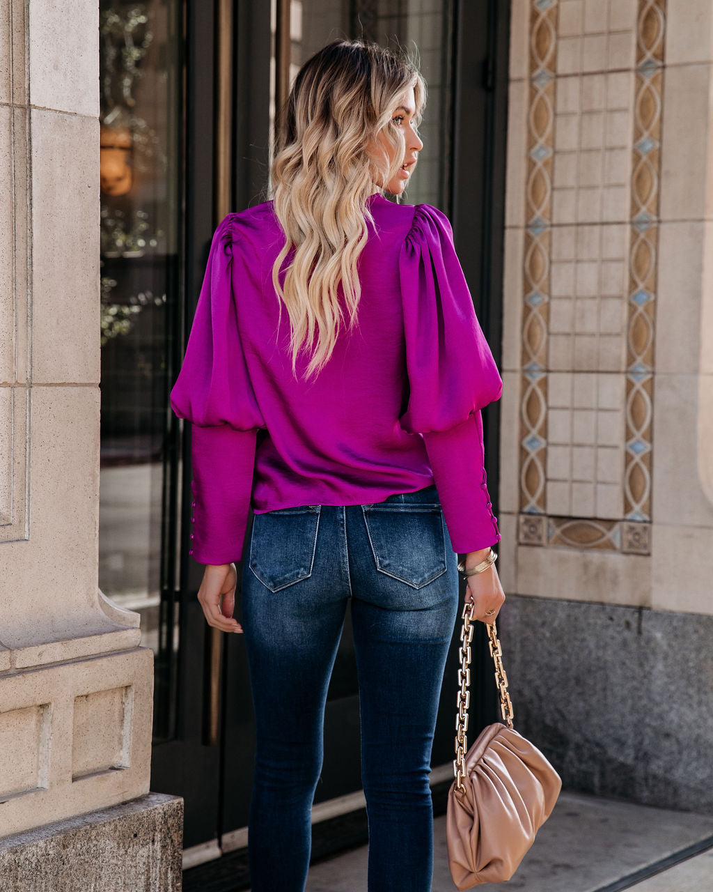 Centerpiece Satin Statement Blouse - Orchid Ins Street