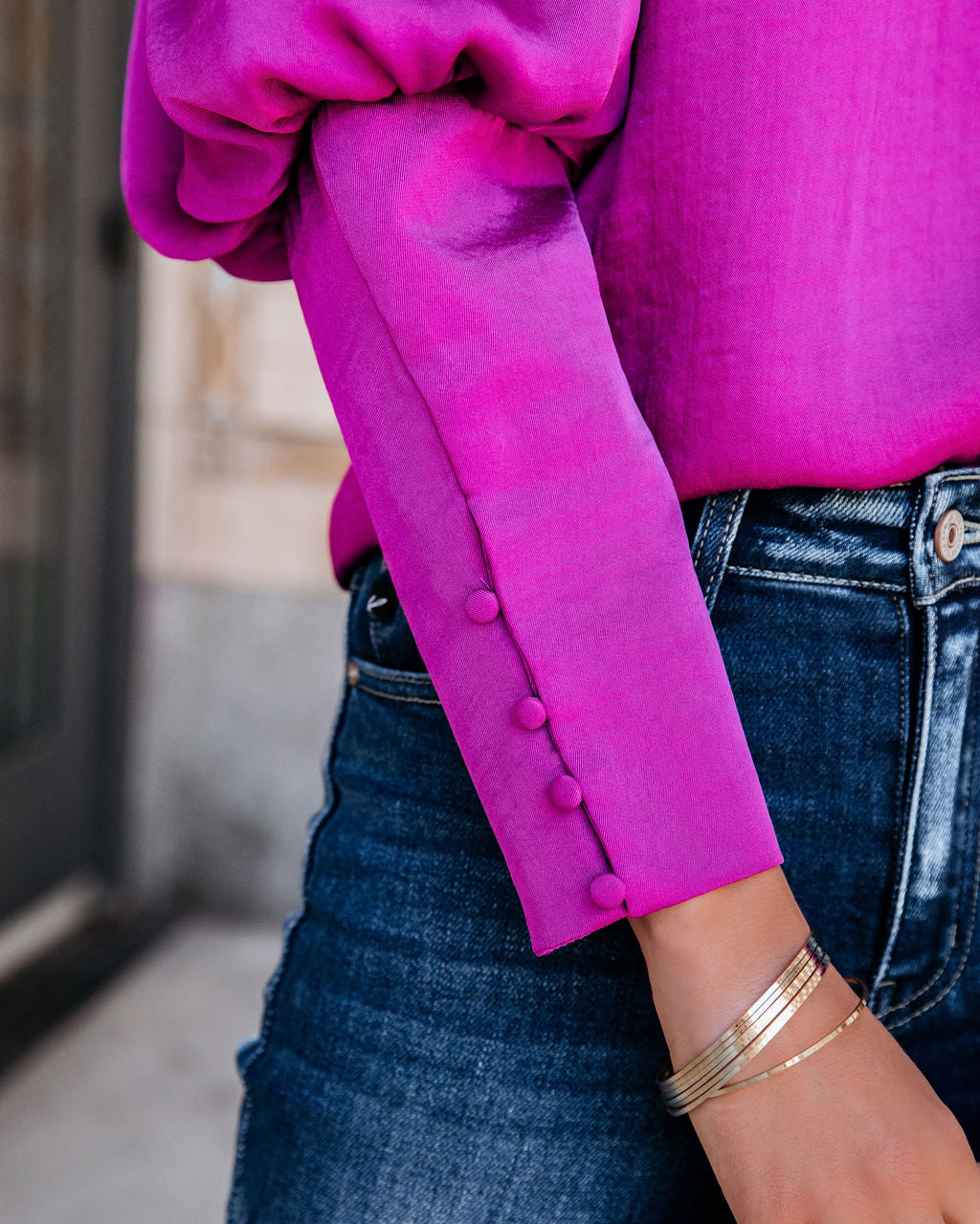 Centerpiece Satin Statement Blouse - Orchid Ins Street