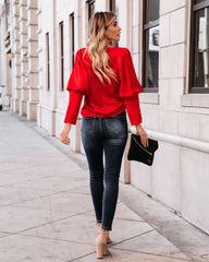 Centerpiece Satin Statement Blouse - Red Ins Street