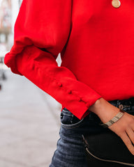 Centerpiece Satin Statement Blouse - Red Ins Street