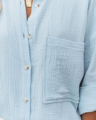 Chadley Cotton Button Down Top - Blue Ins Street