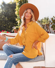 Chadley Cotton Button Down Top - Mustard Ins Street