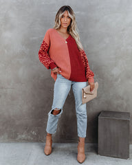 Change Of Heart Two-Tone Knit Leopard Sweater - Terracotta/ Peach - FINAL SALE Ins Street