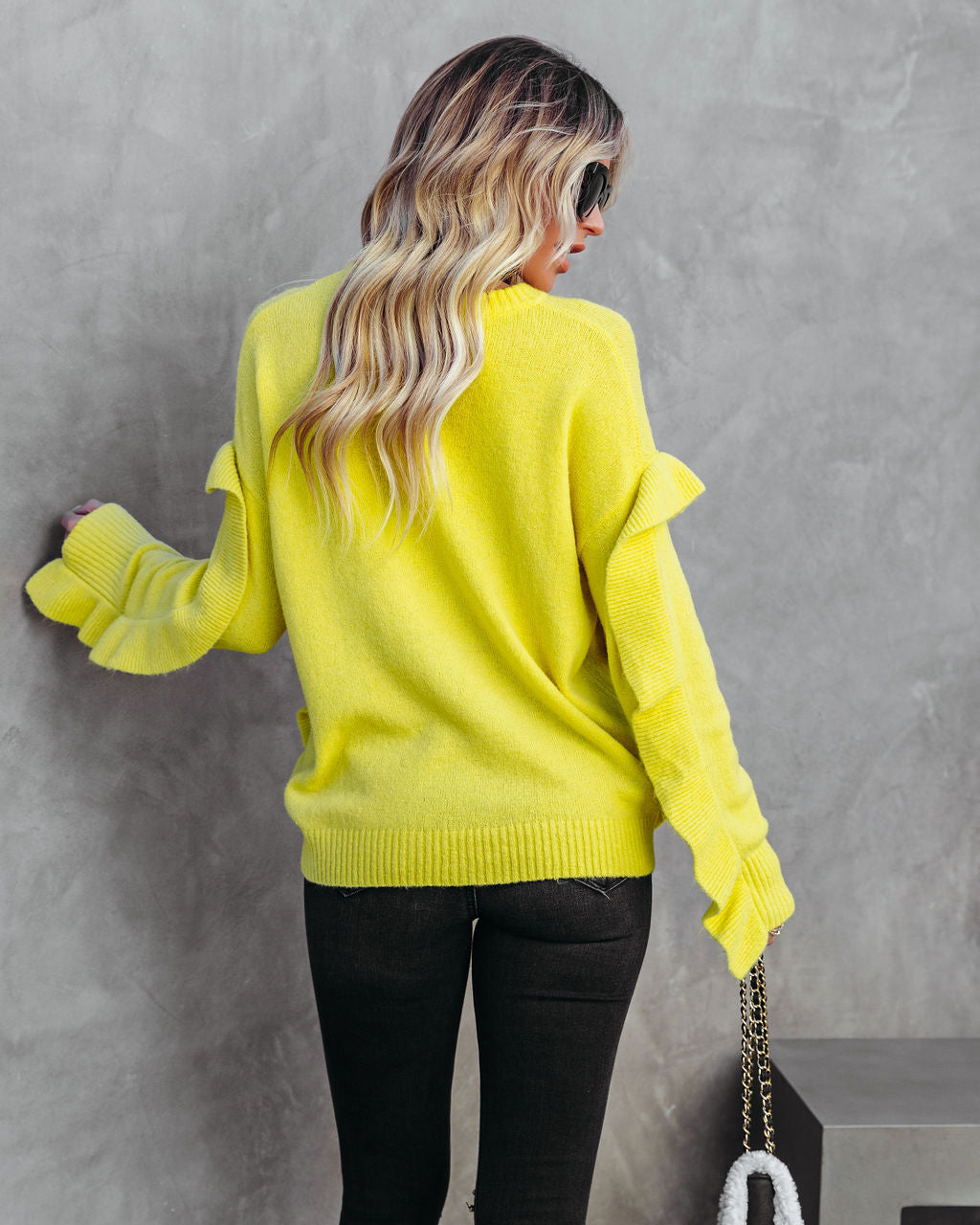 Charleston Ruffle Knit Sweater - Lime Ins Street