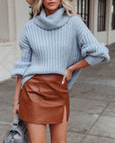 Chaya Ribbed Turtleneck Sweater - Slate Blue - FINAL SALE Ins Street