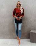 Chivalry Puff Sleeve Ribbed Knit Top - Rust VERY-001