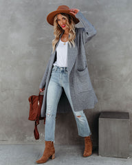 Cinnamon Pocketed Knit Cardigan - Heather Grey ON T-001