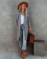 Cinnamon Pocketed Knit Cardigan - Heather Grey ON T-001