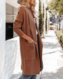 Cinnamon Pocketed Knit Cardigan - Light Brown ON T-001