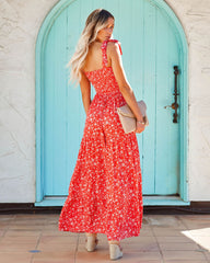 Claira Floral Tie Strap Maxi Dress - Orange ENC-001