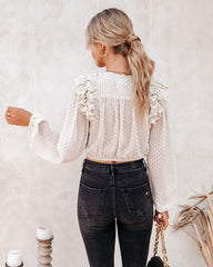 Class Act Polka Dot Ruffle Wrap Blouse - FINAL SALE FATE-001