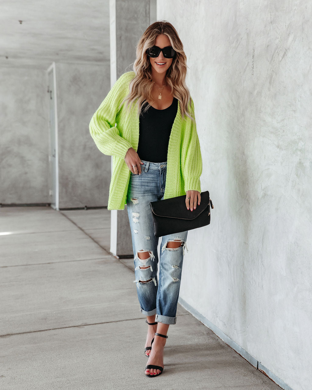 Claudine Knit Cardigan - Lime Green - FINAL SALE DEE-001