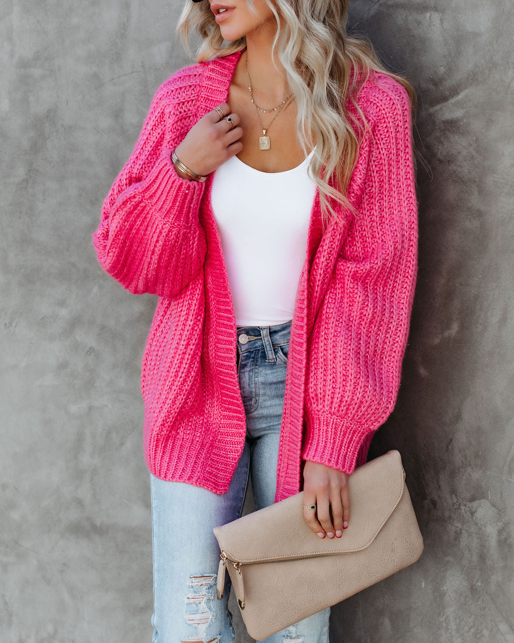 Claudine Knit Cardigan - Pink DEE-001