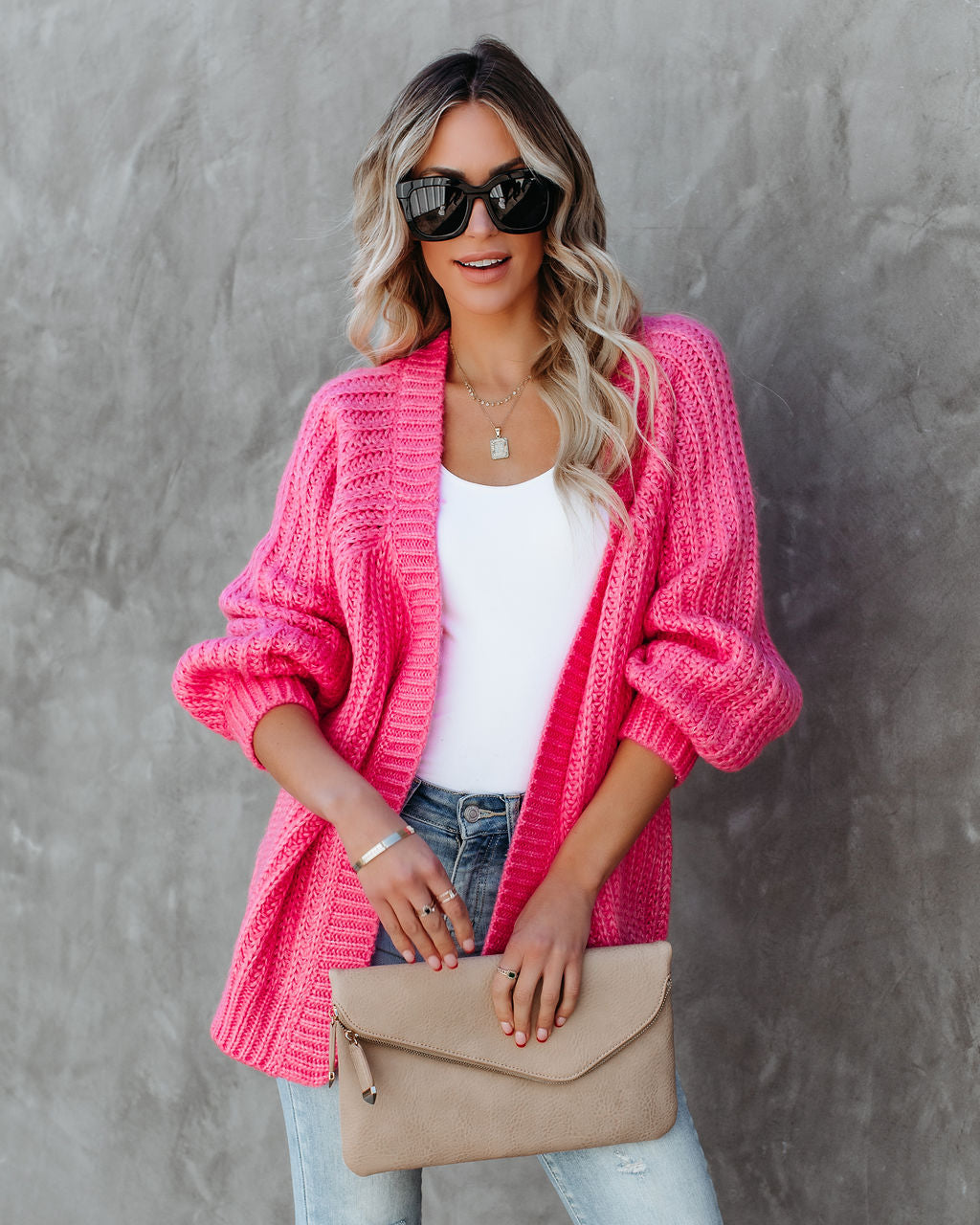 Claudine Knit Cardigan - Pink DEE-001