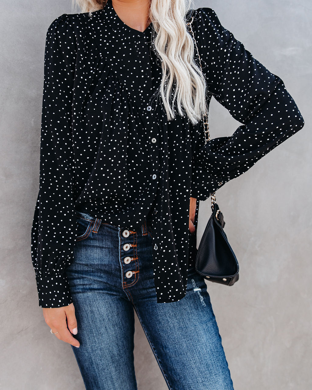 Clock Strikes Midnight Button Down Blouse - FINAL SALE ENDL-001