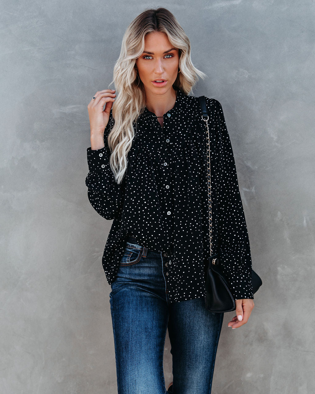 Clock Strikes Midnight Button Down Blouse - FINAL SALE ENDL-001