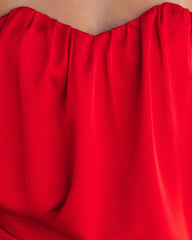 Clockwork Satin Off The Shoulder Blouse - Red DEE-001