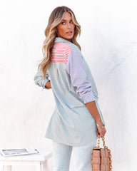 Coby Striped Colorblock Button Down Tunic AEOM-001