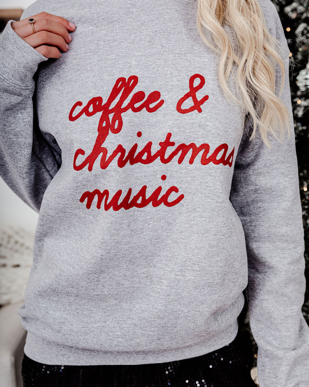 Coffee & Christmas Music Cotton Blend Sweatshirt - FINAL SALE LULU-001