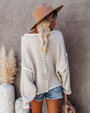 Cold Cozy Nights Relaxed Knit Sweater - Heather Taupe - FINAL SALE POL-001