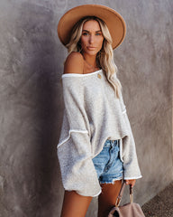 Cold Cozy Nights Relaxed Knit Sweater - Heather Taupe - FINAL SALE POL-001