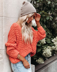 Cole Valley Chenille Sweater - Salmon Orange - FINAL SALE POL-001