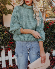 Connie Turtleneck Knit Sweater - Powder Green - FINAL SALE POL-001