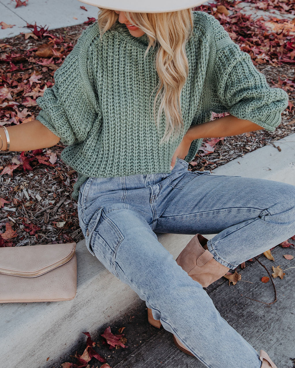 Connie Turtleneck Knit Sweater - Powder Green - FINAL SALE POL-001