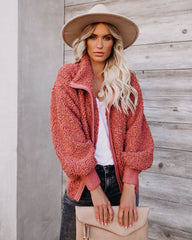 Cool For The Winter Pocketed Teddy Jacket - Terracotta - FINAL SALE PROM-001