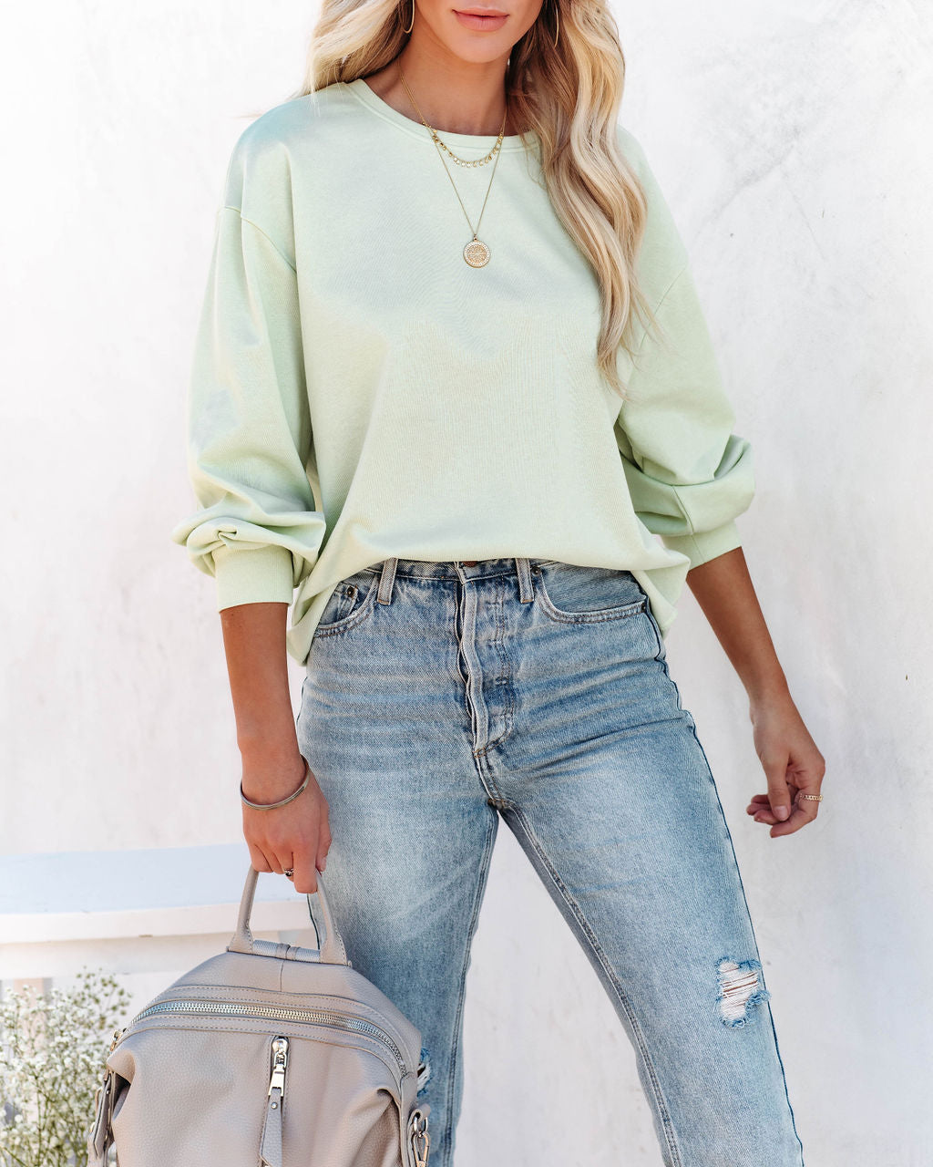 Corbyn Cotton Blend Lightweight Pullover - Mint Green FLAW-001