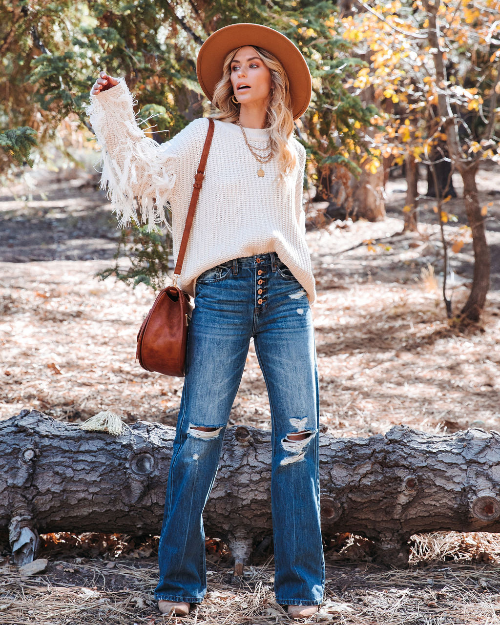 Coronado Fringe Sleeve Knit Sweater - Natural FATE-001