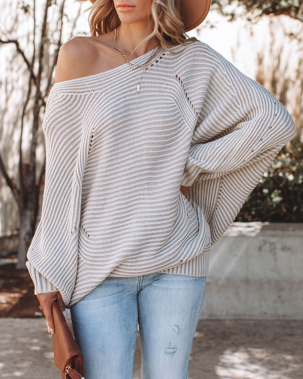 Corvallis Dolman Knit Sweater - Cream Grey - FINAL SALE DAVI-001