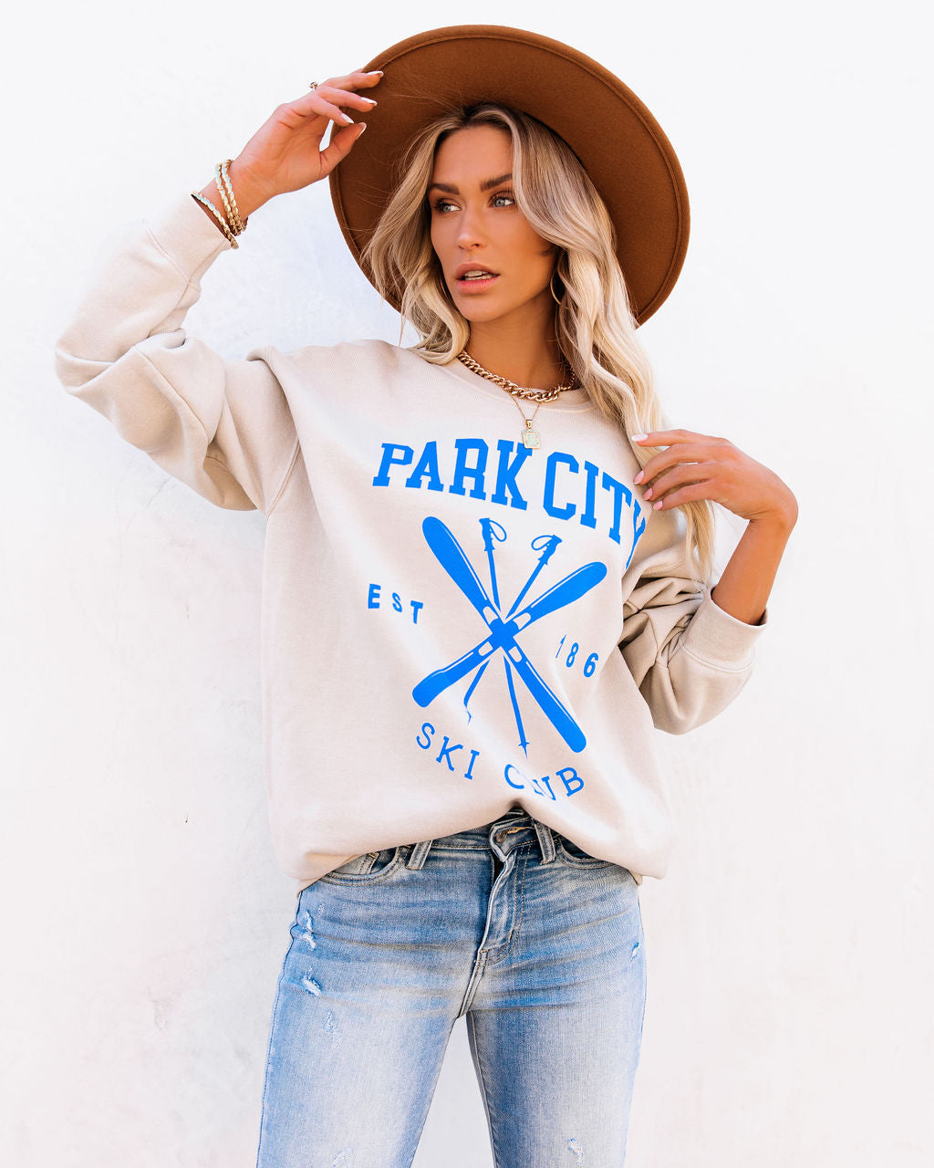 Cotton Blend Park City Ski Club Sweatshirt LULU-001