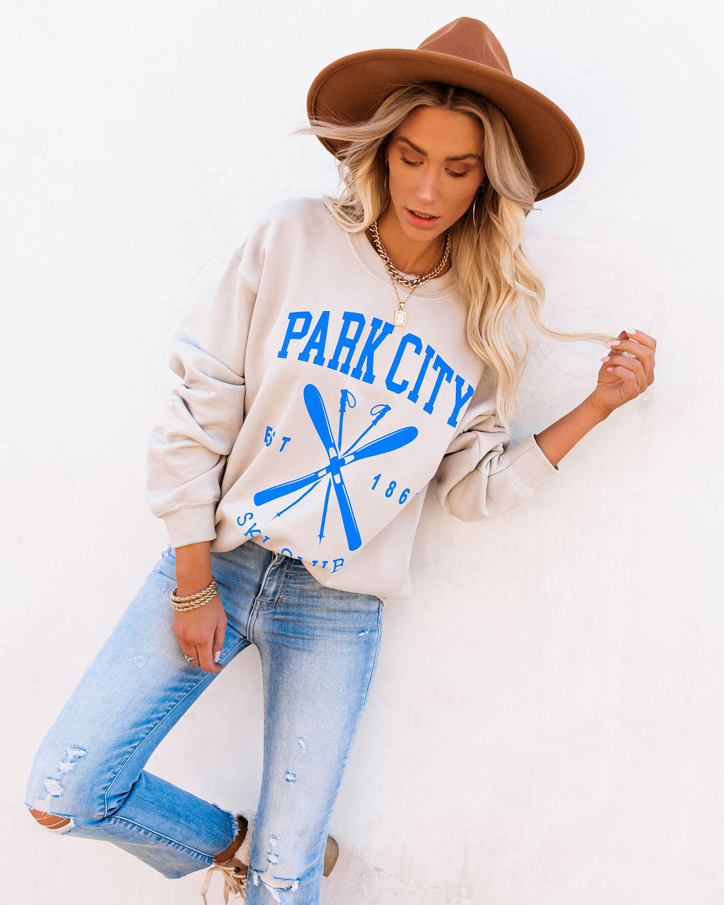 Cotton Blend Park City Ski Club Sweatshirt LULU-001