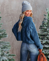 Cuddle Weather Cable Knit Handmade Turtleneck - Dusty Blue - FINAL SALE POL-001