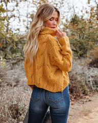 Cuddle Weather Cable Knit Handmade Turtleneck - Mustard - FINAL SALE POL-001