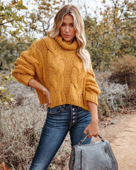 Cuddle Weather Cable Knit Handmade Turtleneck - Mustard - FINAL SALE POL-001