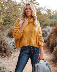 Cuddle Weather Cable Knit Handmade Turtleneck - Mustard - FINAL SALE POL-001