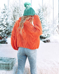 Cuddle Weather Cable Knit Handmade Turtleneck - Orange - FINAL SALE POL-001