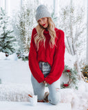 Cuddle Weather Cable Knit Handmade Turtleneck - Red - FINAL SALE POL-001