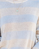 Curie Striped Lightweight Knit Sweater - Ivory Blue TEA-002